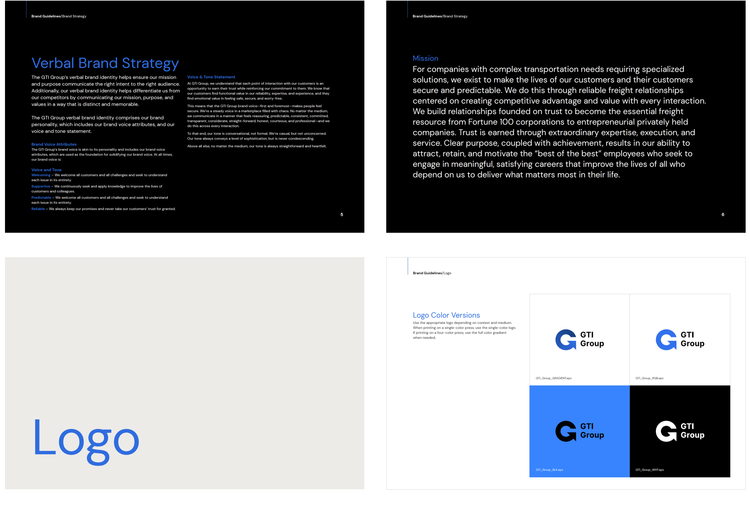 GTI Group logo and typography examples